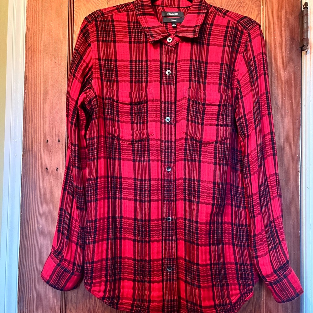 Madewell Red and Black Plaid Shirt